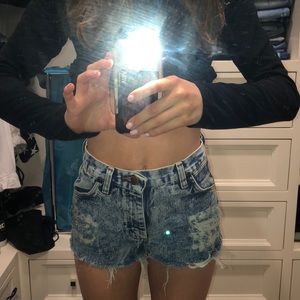 Wrangler Shorts - Blue acid wash high waisted shorts Wrangler Shorts - Blue acid wash high waisted shorts
